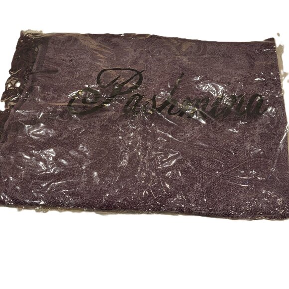 NWOT Pashmina Silk Scarf Wine Burgundy Wrap - Picture 6 of 6